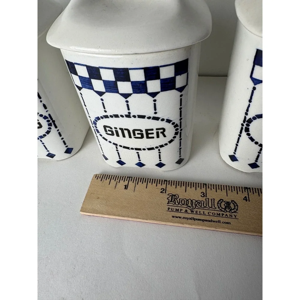 Vintage Germany Staffel Ceramic Canisters Lidded Spice Jar‎ 6pc Set Farmhouse